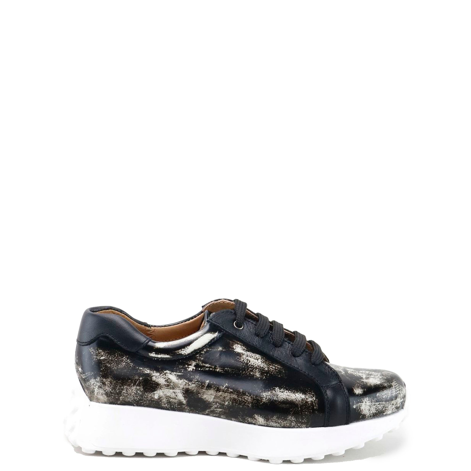 Papanatas Black and White Brushed Sneaker-Tassel Children Shoes