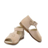 Emel Taupe Perforated T-Strap Baby Sandal-Tassel Children Shoes