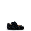 Papanatas Black Velvet and Gold Dot Bow Shoe-Tassel Children Shoes