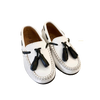 Atlanta Mocassin White and Black Tassel Loafer-Tassel Children Shoes