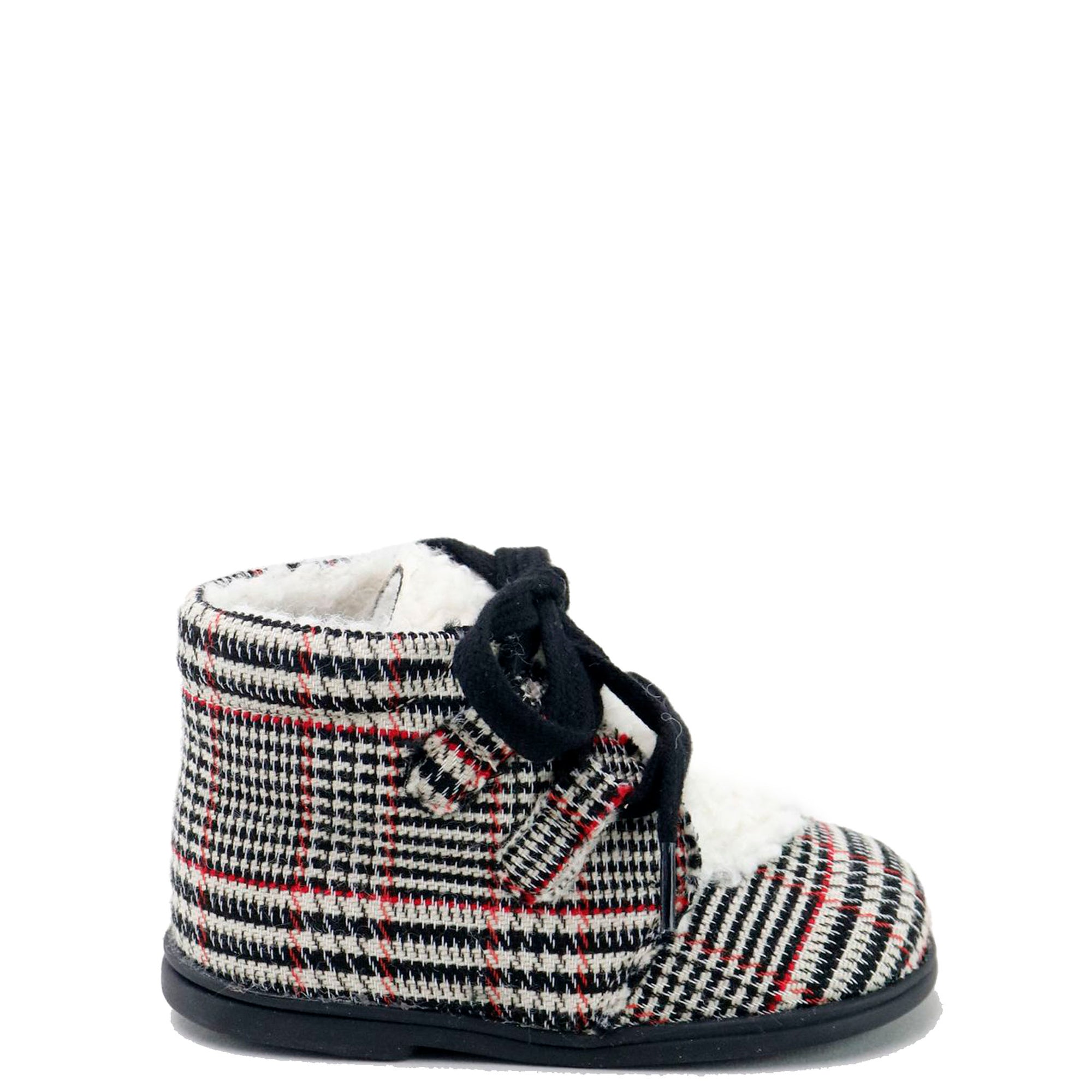 Papanatas Plaid Fur Baby Bootie-Tassel Children Shoes