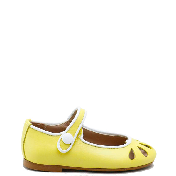 Papanatas Yellow and White Teardrop Mary Jane - Tassel Children Shoes