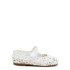 Papanatas White Open Weave Floral Mary Jane-Tassel Children Shoes
