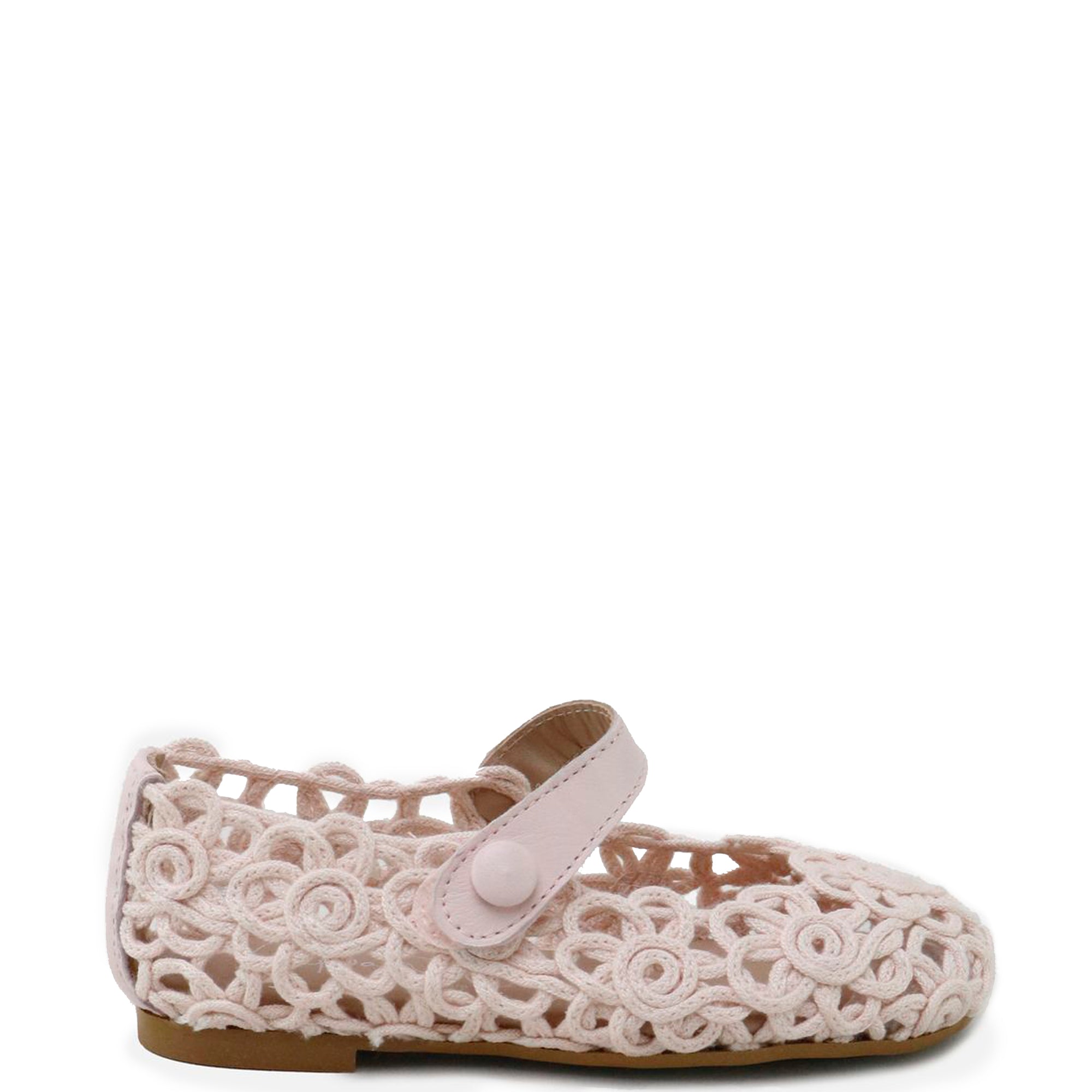 Papanatas Pale Pink Open Floral Mary Jane-Tassel Children Shoes
