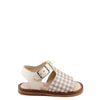 Papanatas Beige Gingham Baby Sandal-Tassel Children Shoes