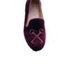 Papanatas Bordeaux Velvet Key Embroidered Smoking Loafer-Tassel Children Shoes