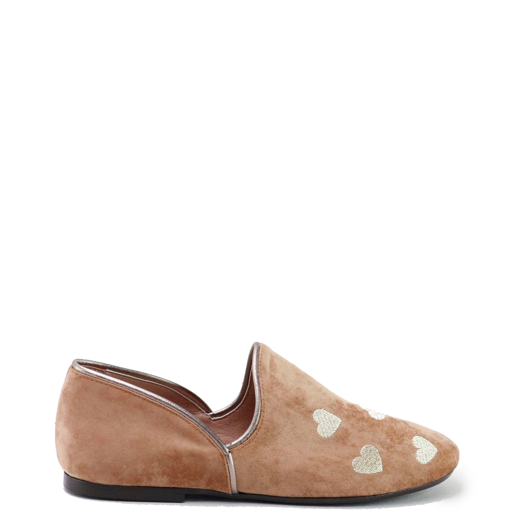 Papanatas Nude Heart Embroidered Loafer-Tassel Children Shoes