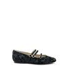Papanatas Black Velvet Camo Triple Strap Mary Jane-Tassel Children Shoes