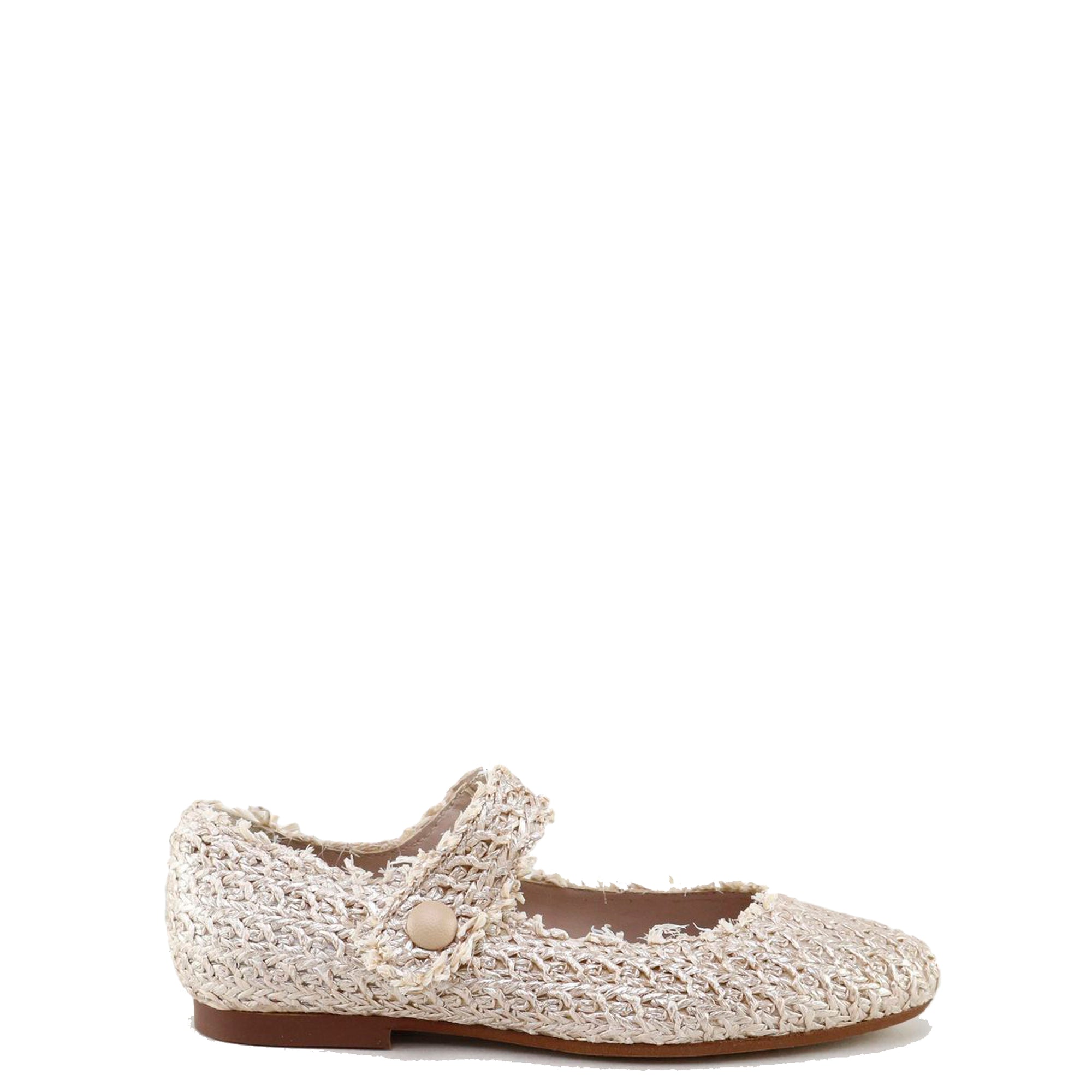 Papanatas Gold Weave Pointed Mary Jane-Tassel Children Shoes