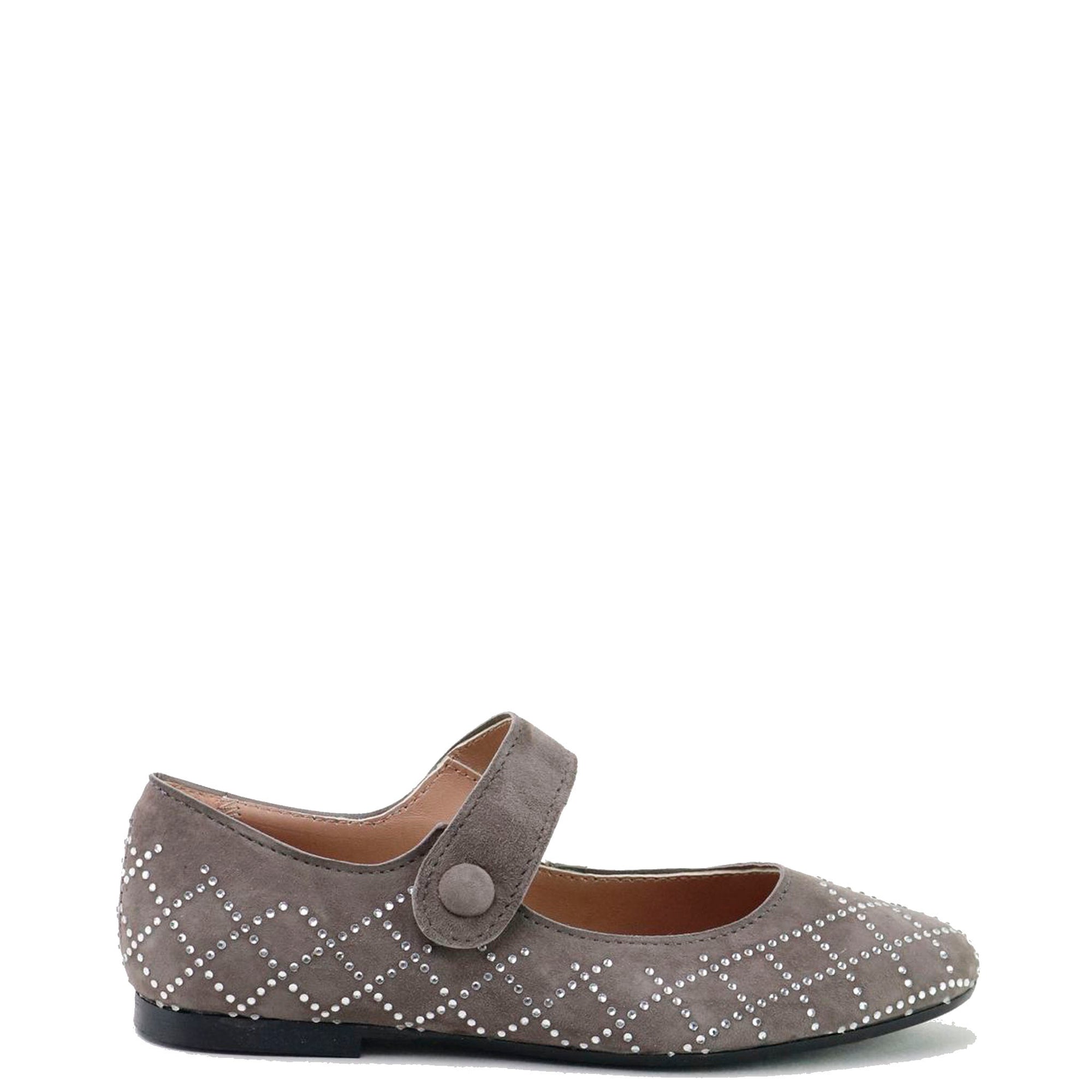 Papanatas Grey Suede Diamond Pointed Mary Jane-Tassel Children Shoes
