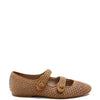 Papanatas Camel Rattan Double Strap Mary Jane-Tassel Children Shoes