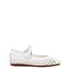 Papanatas White Basketweave Pointed Mary Jane-Tassel Children Shoes