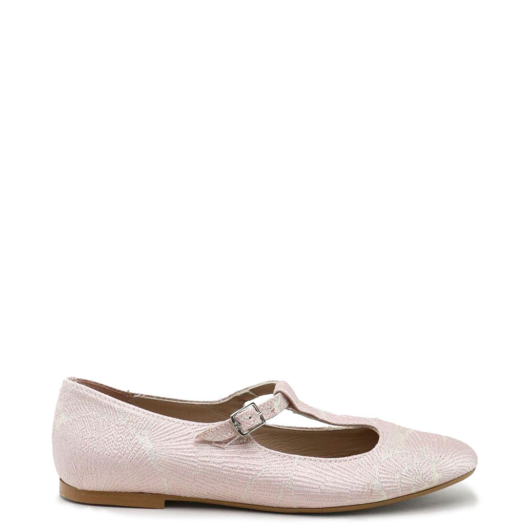 Papanatas Pale Pink Shell Pointed Mary Jane-Tassel Children Shoes