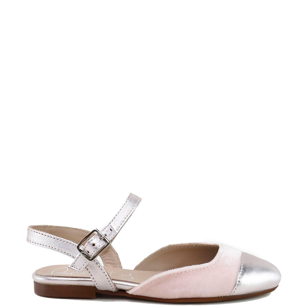 Papanatas Baby Pink and Silver Buckle Slingback-Tassel Children Shoes