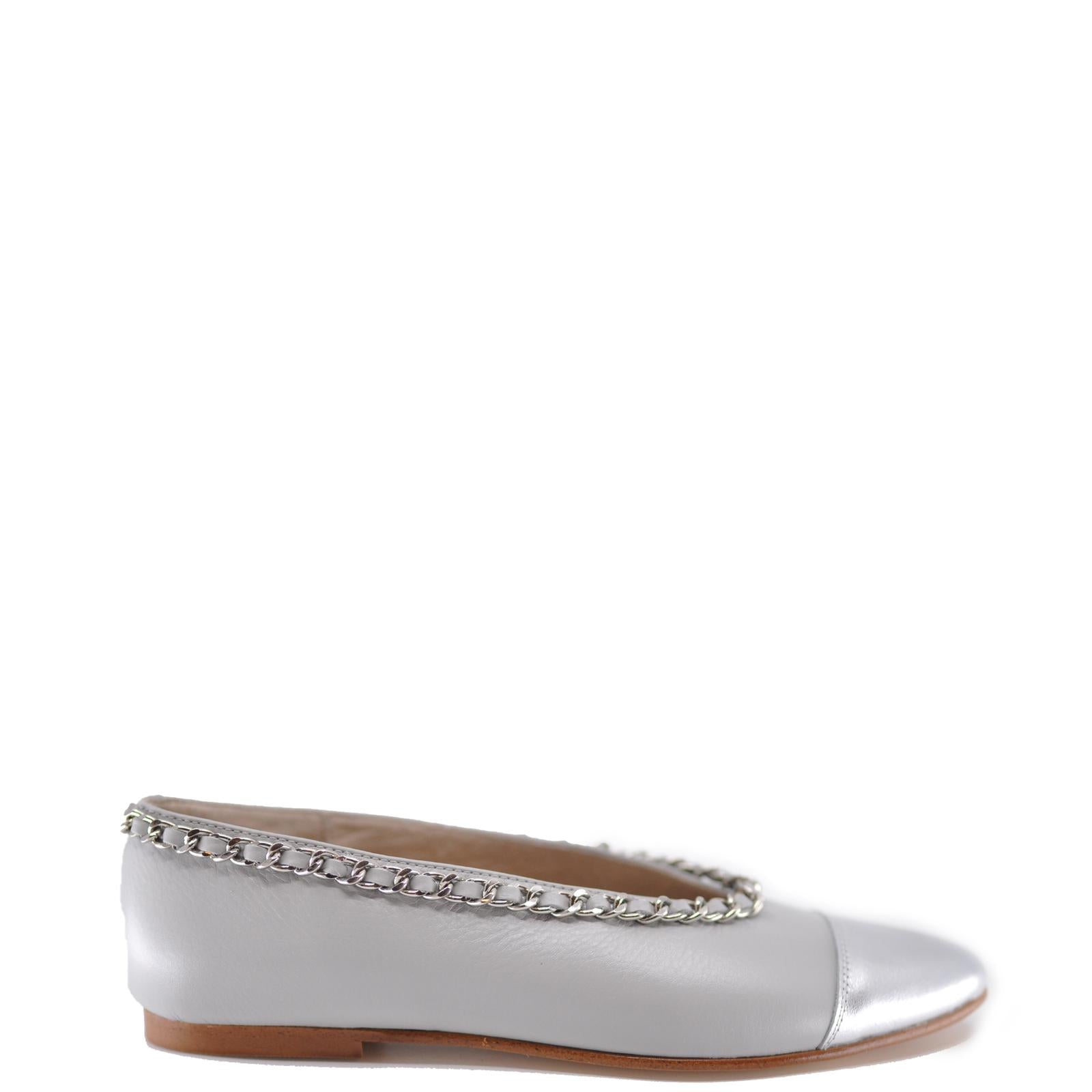 Hoo Gray and Silver Chain Flat-Tassel Children Shoes