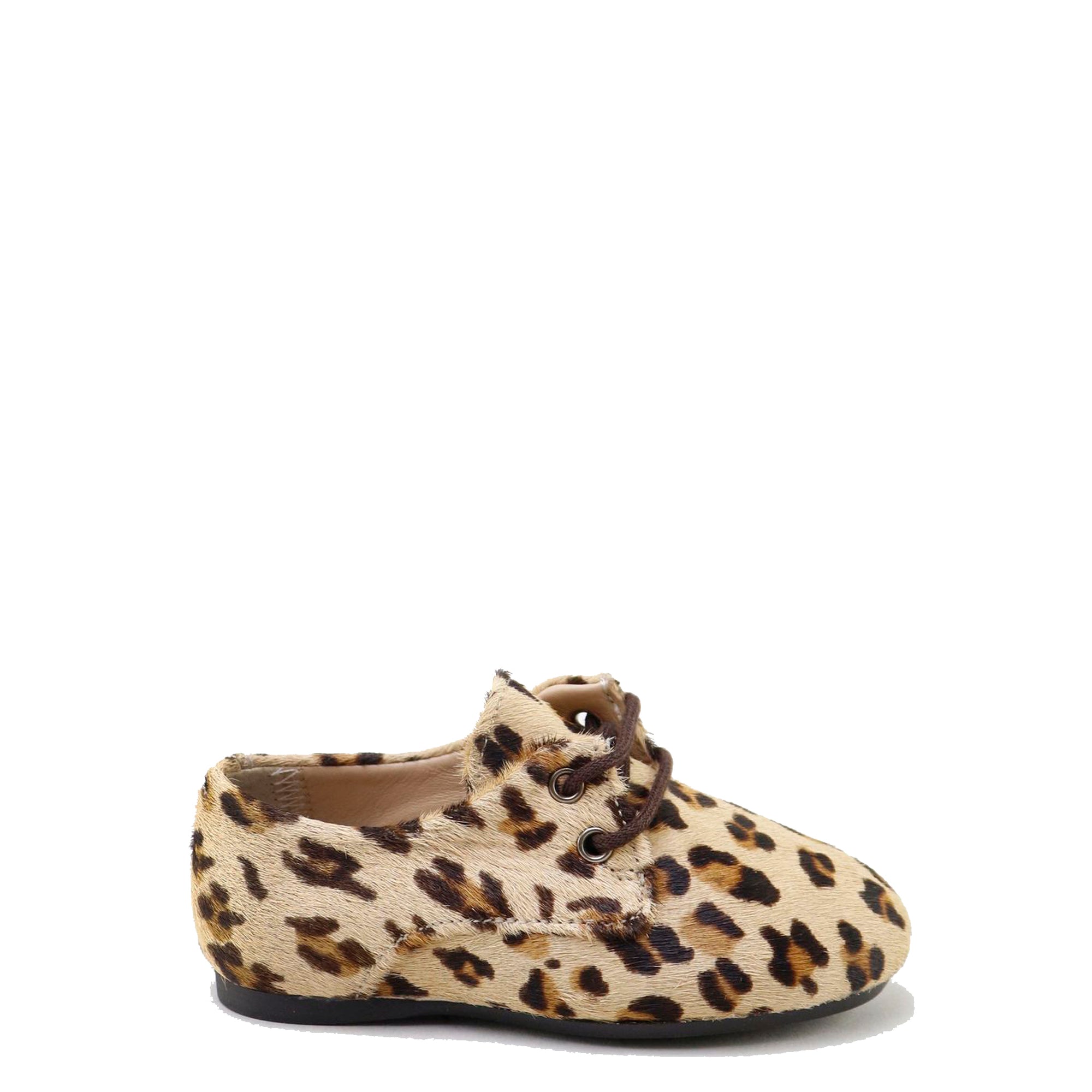 Papanatas Leopard Pony Hair Derby-Tassel Children Shoes