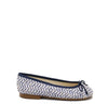 Papanatas Navy and White Tweed Bow Ballet Flat-Tassel Children Shoes