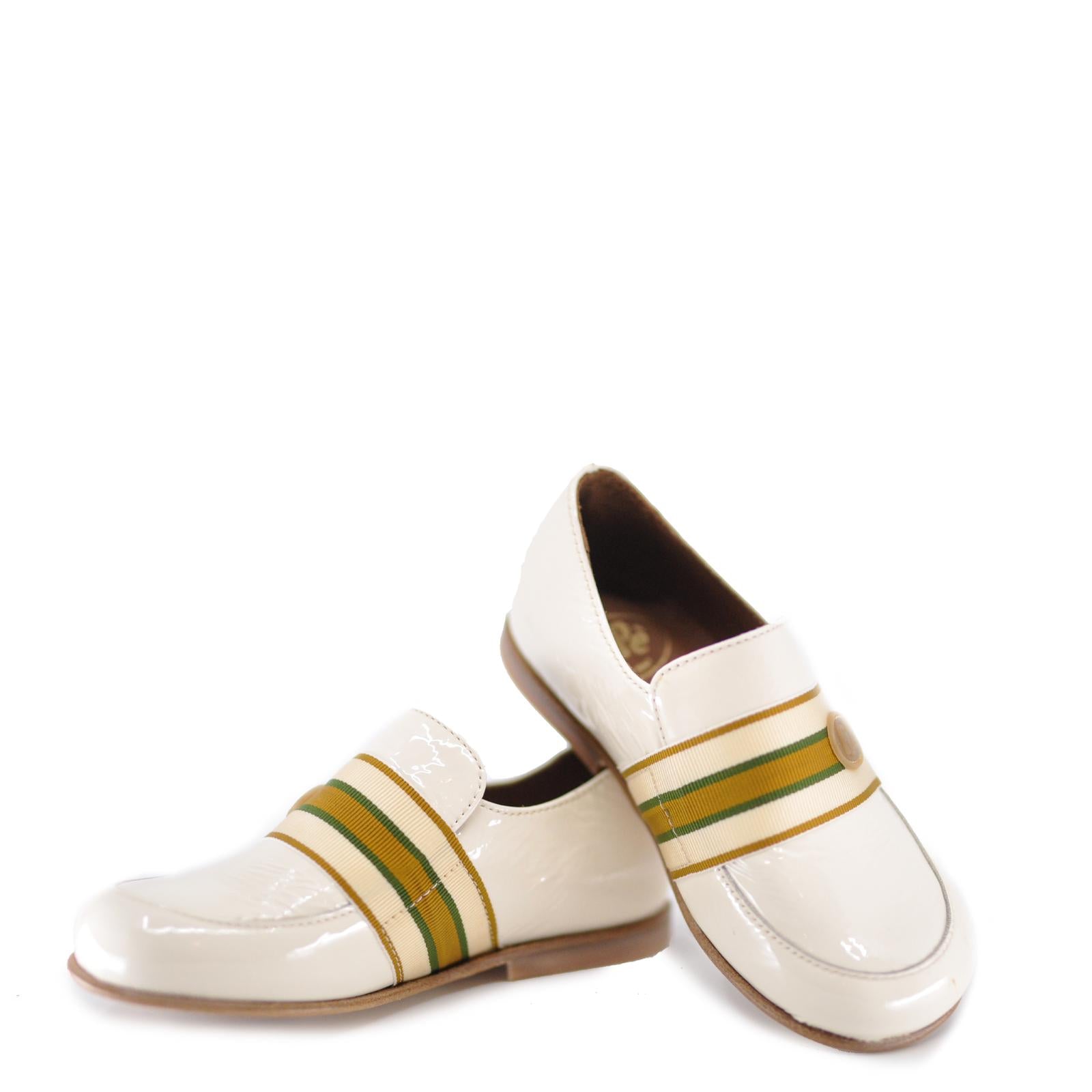 Pepe Cream Patent Logo Slip On Shoe-Tassel Children Shoes