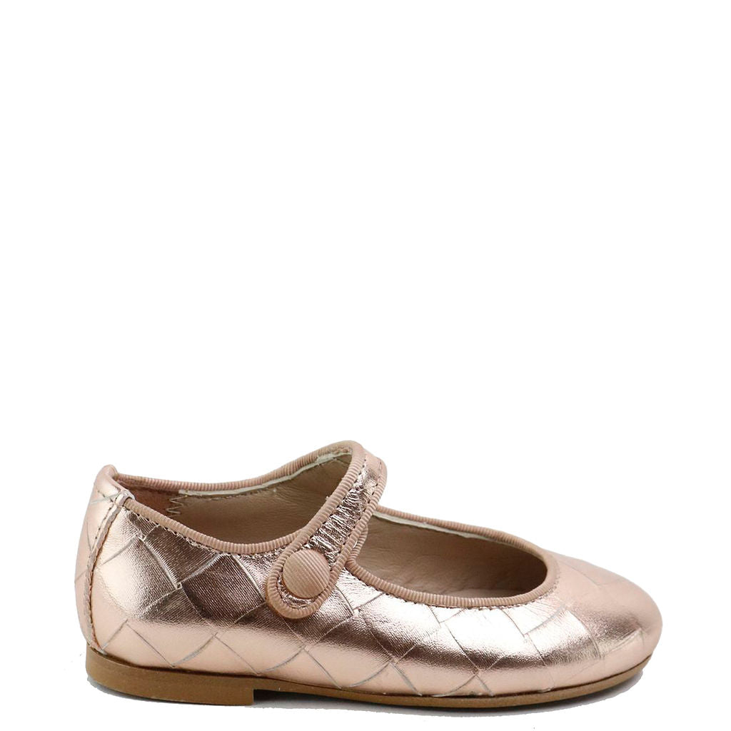 Papanatas Rose Gold Square Mary Jane-Tassel Children Shoes