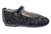 Papanatas Black Floral Velvet Mary Jane-Tassel Children Shoes