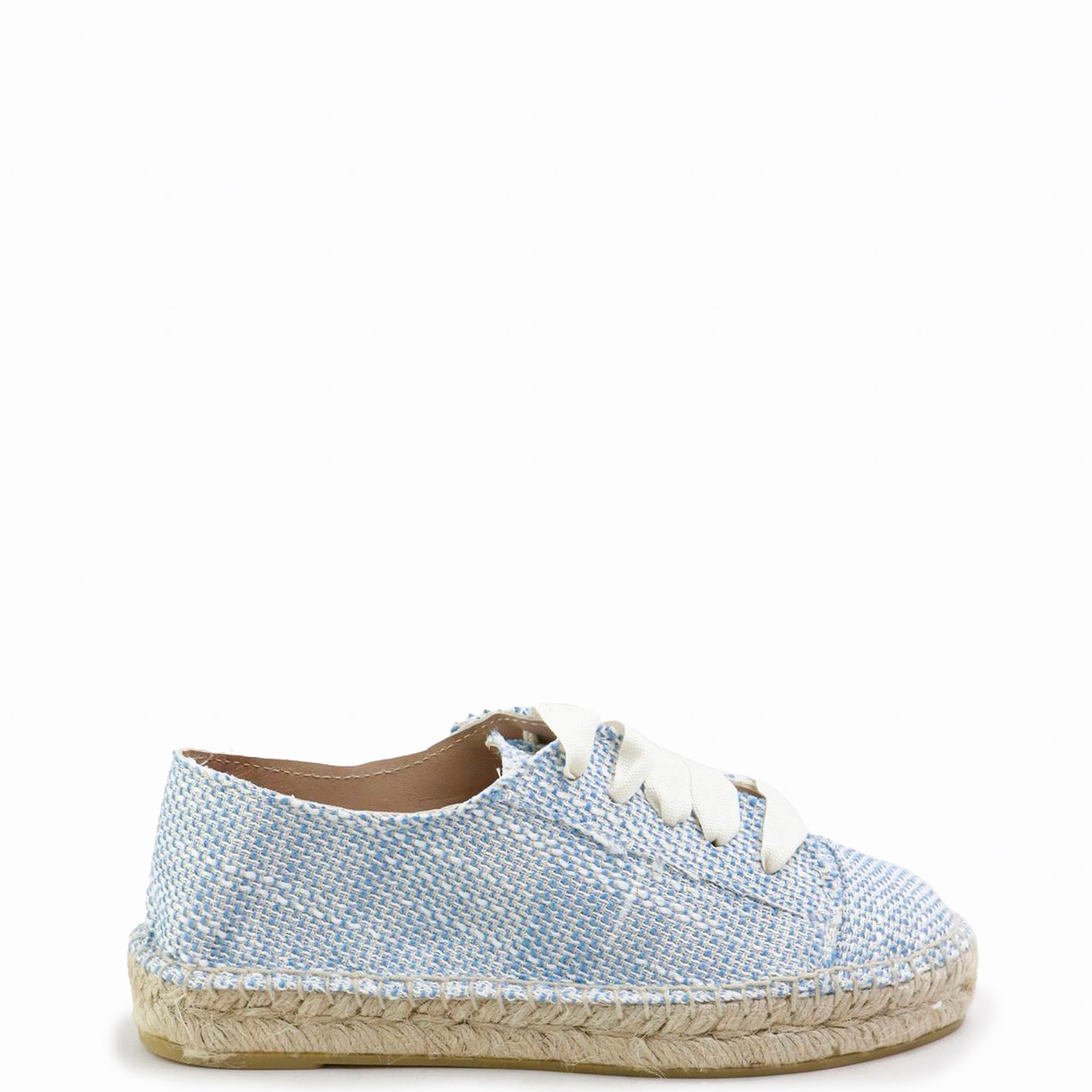 Papanatas Blue Tweed Lace Up Espadrille-Tassel Children Shoes