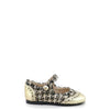 Papanatas Gold and Black Tweed Wingtip Mary Jane-Tassel Children Shoes