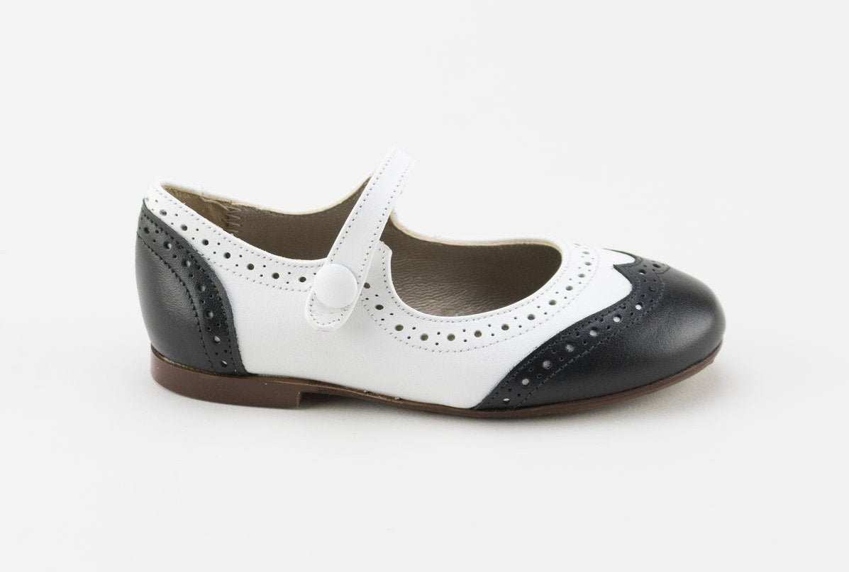 Papanatas White/Black Mary Jane-Tassel Children Shoes