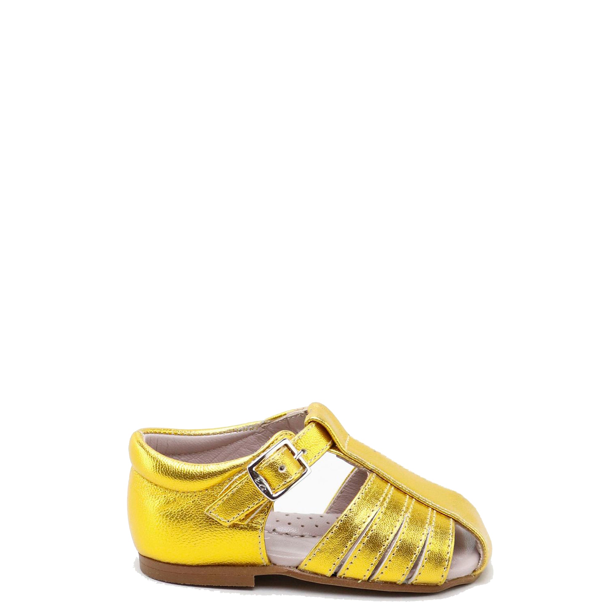 Papanatas Yellow Gold Closed Toe Sandal-Tassel Children Shoes