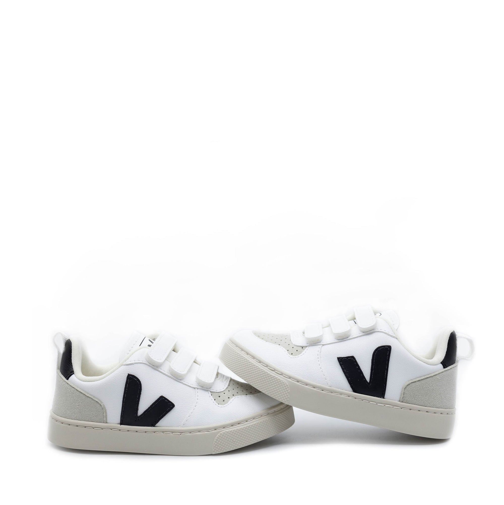 Veja White and Black Velcro Sneaker-Tassel Children Shoes