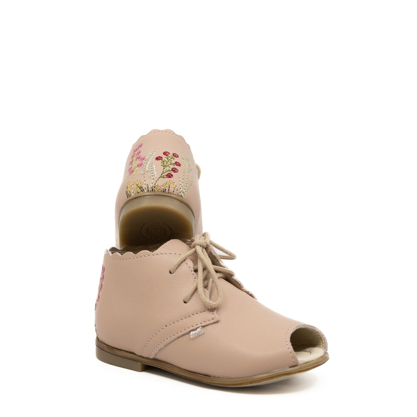 Emel Nude Pink Embroidered Baby Bootie-Tassel Children Shoes