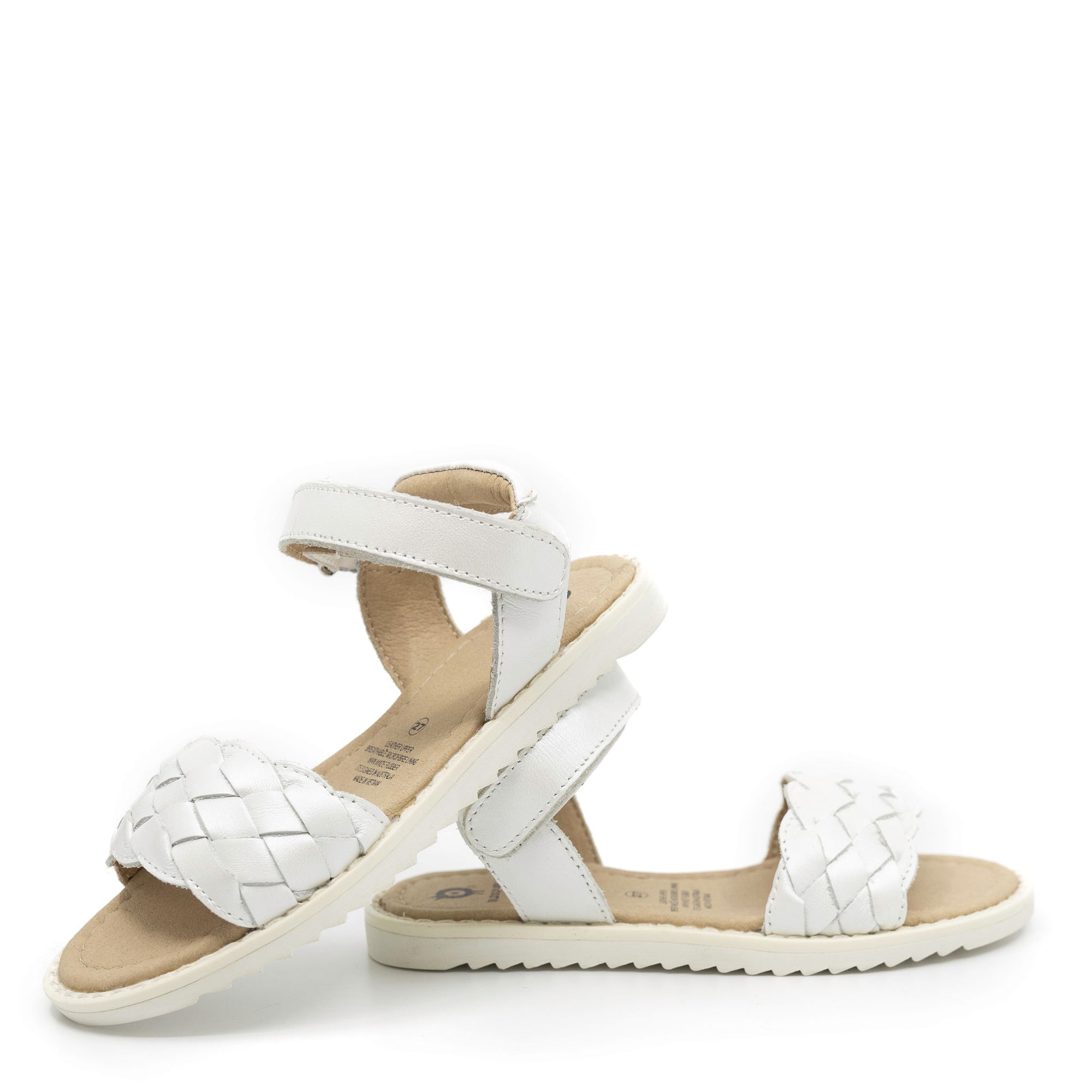 Old Soles White Braided Velcro Sandal-Tassel Children Shoes