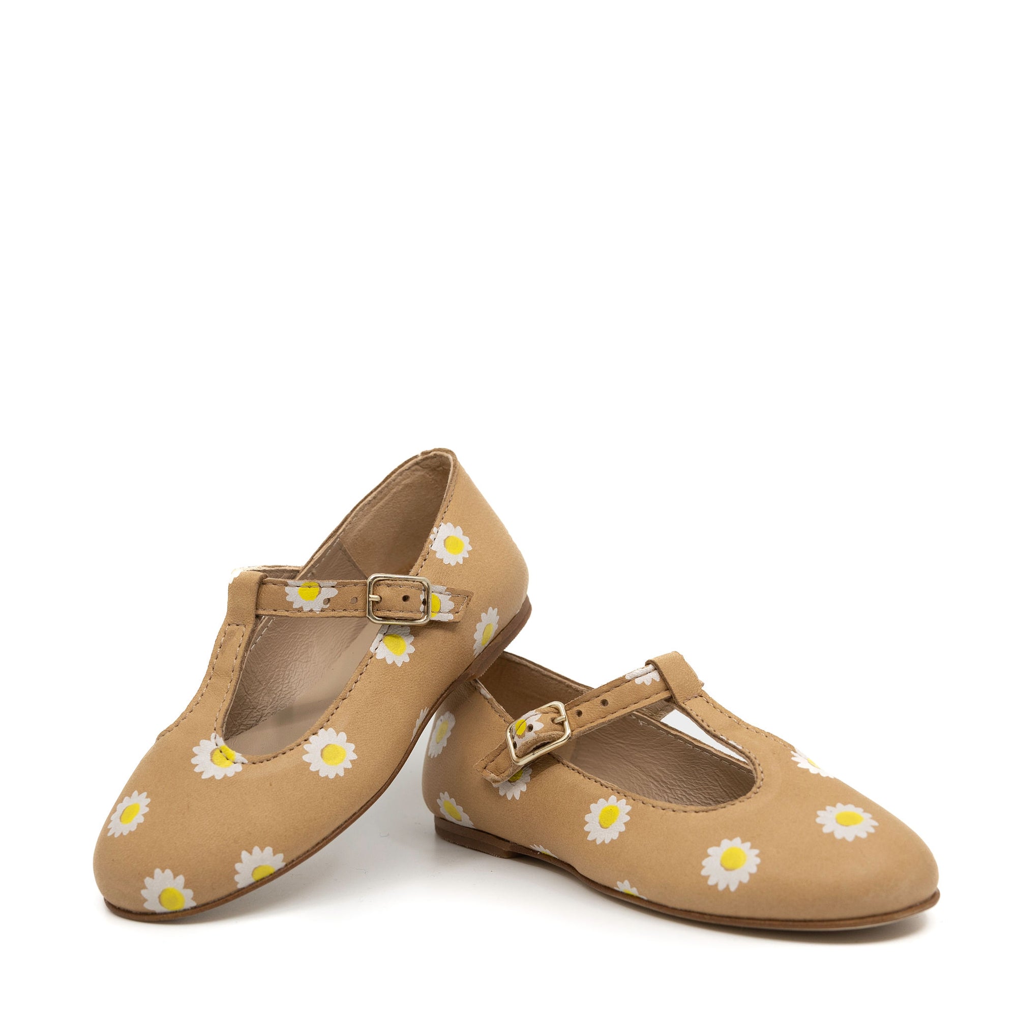 Confetti Nude Sunflower T-Strap Mary Jane-Tassel Children Shoes