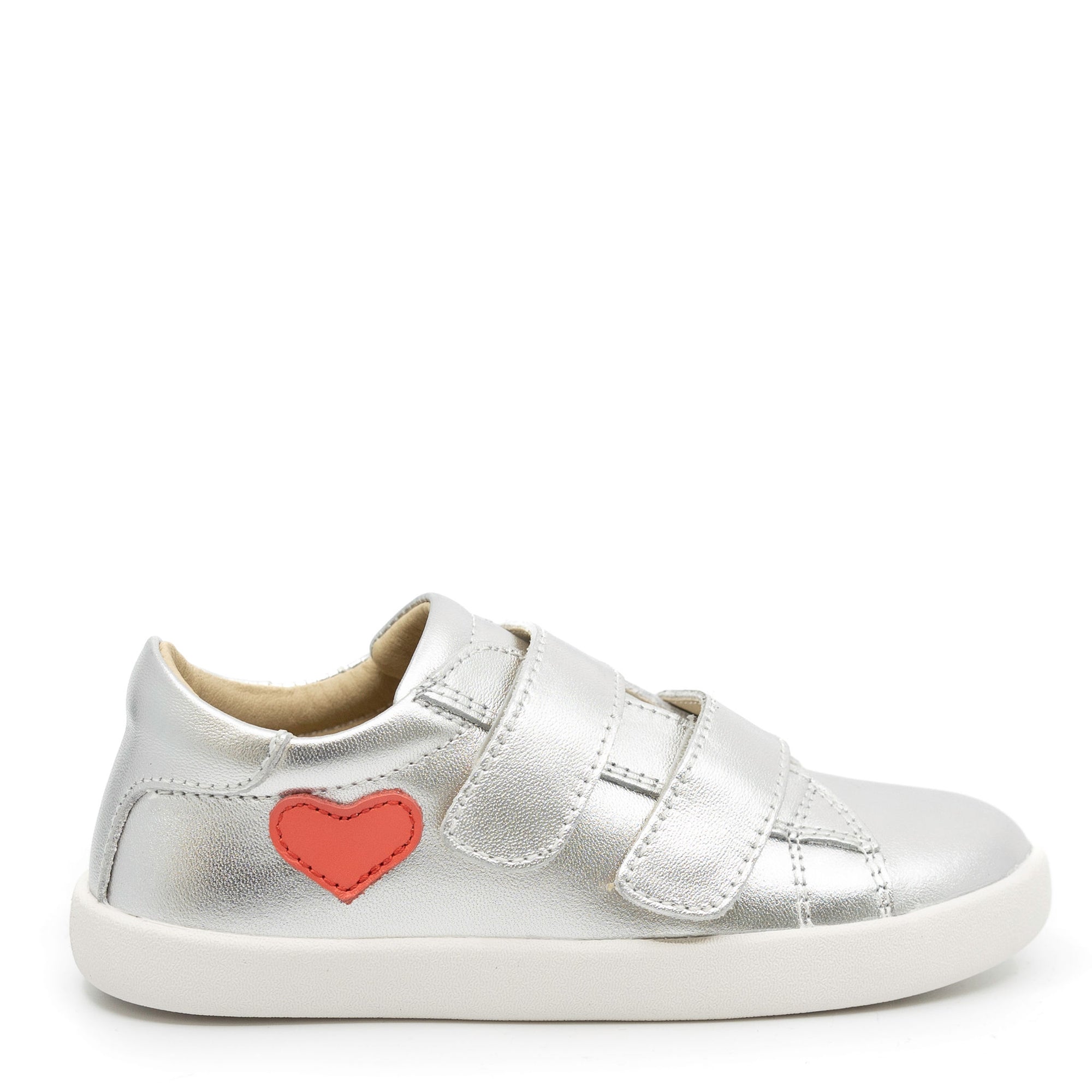 Old Soles Silver Metallic Velcro Heart Sneaker-Tassel Children Shoes