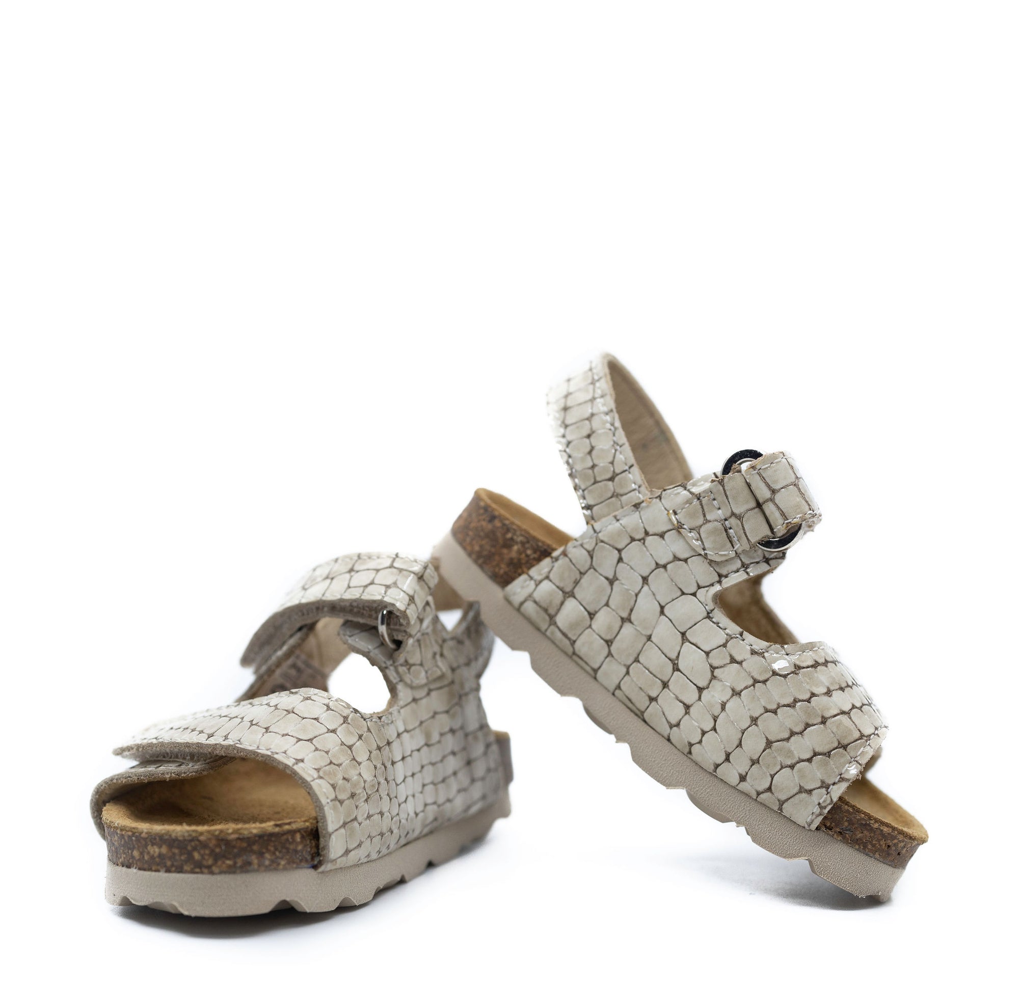 Blublonc Cream Snake Patent Velcro Baby Sandal-Tassel Children Shoes