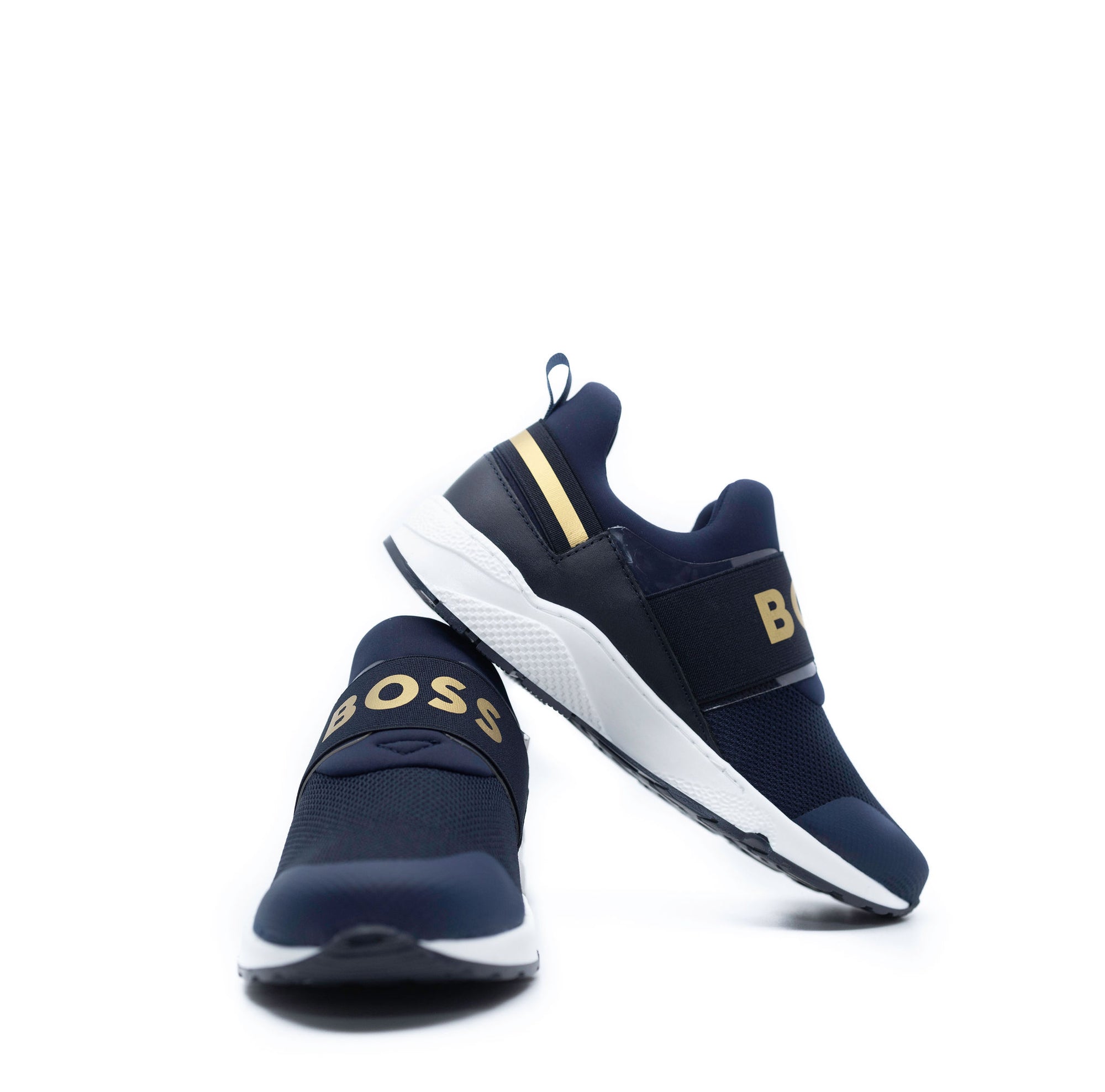Hugo Boss Navy and Gold Elastic Sneaker-Tassel Children Shoes