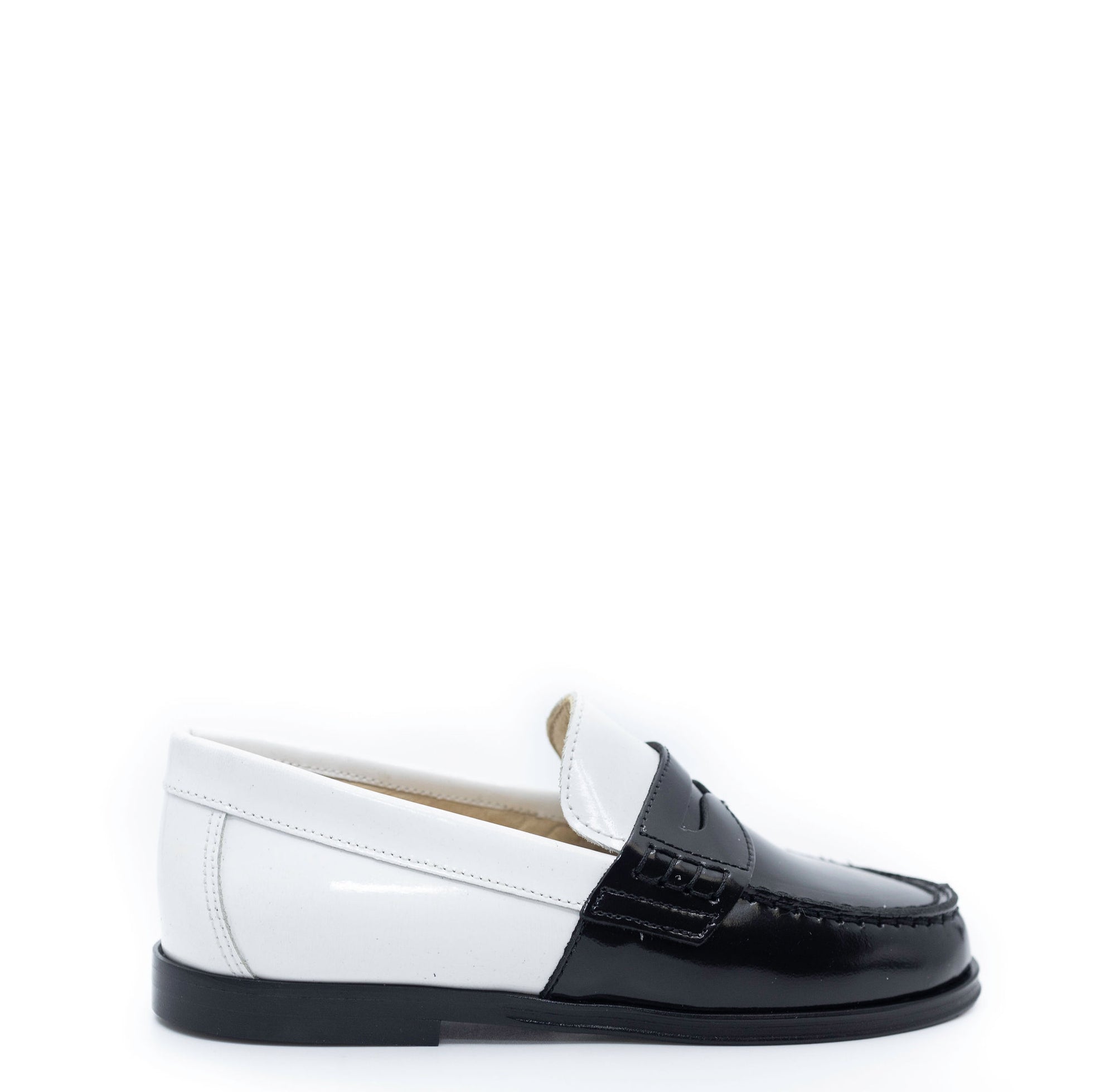 Blublonc Black and White Colorblock Penny Loafer-Tassel Children Shoes