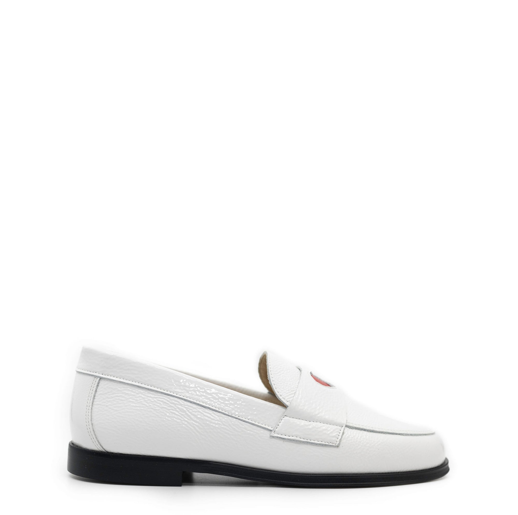 Blublonc White Patent Heart Loafer-Tassel Children Shoes