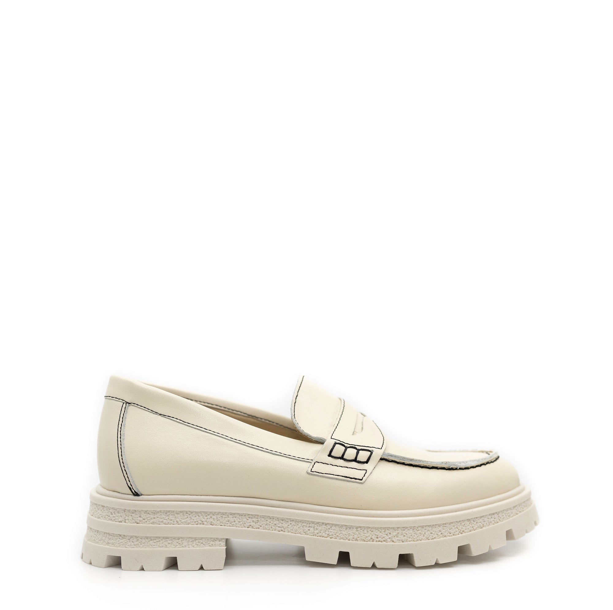 Blublonc Ivory Monochromatic Chunky Penny Loafer-Tassel Children Shoes