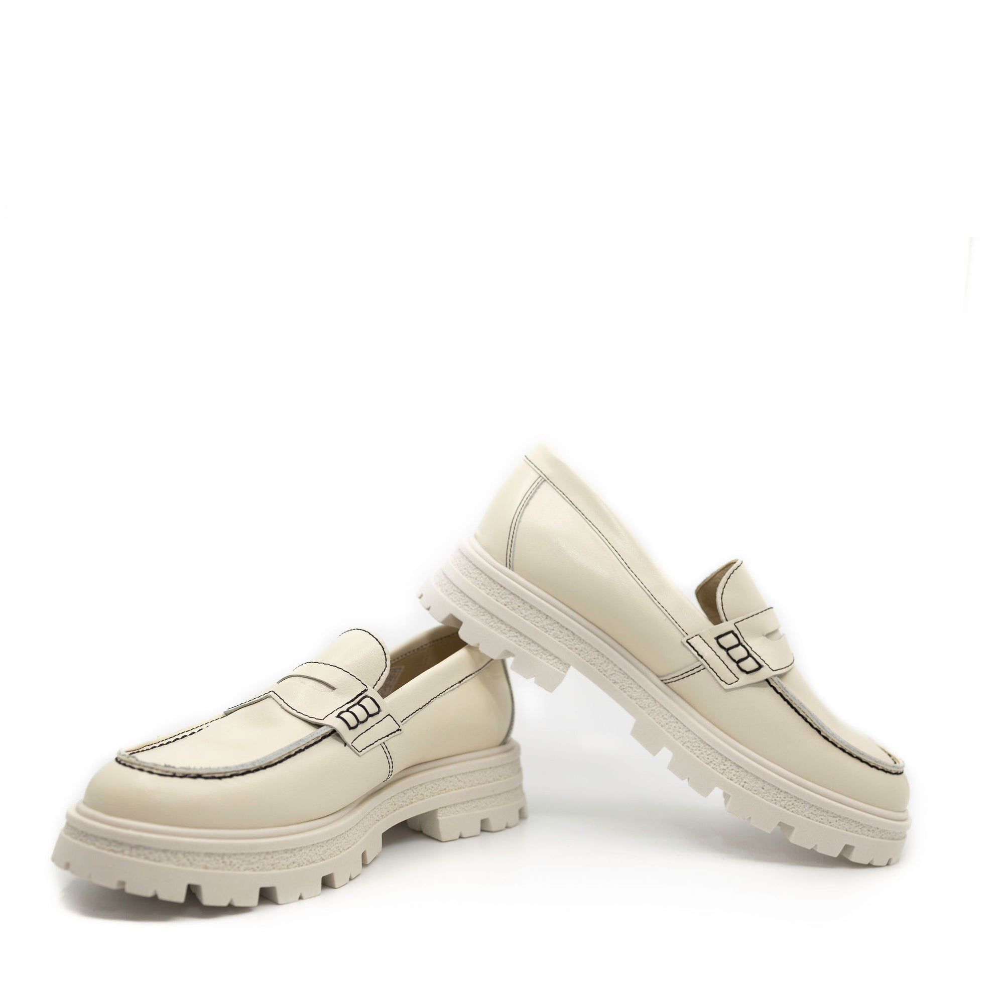Blublonc Ivory Monochromatic Chunky Penny Loafer-Tassel Children Shoes