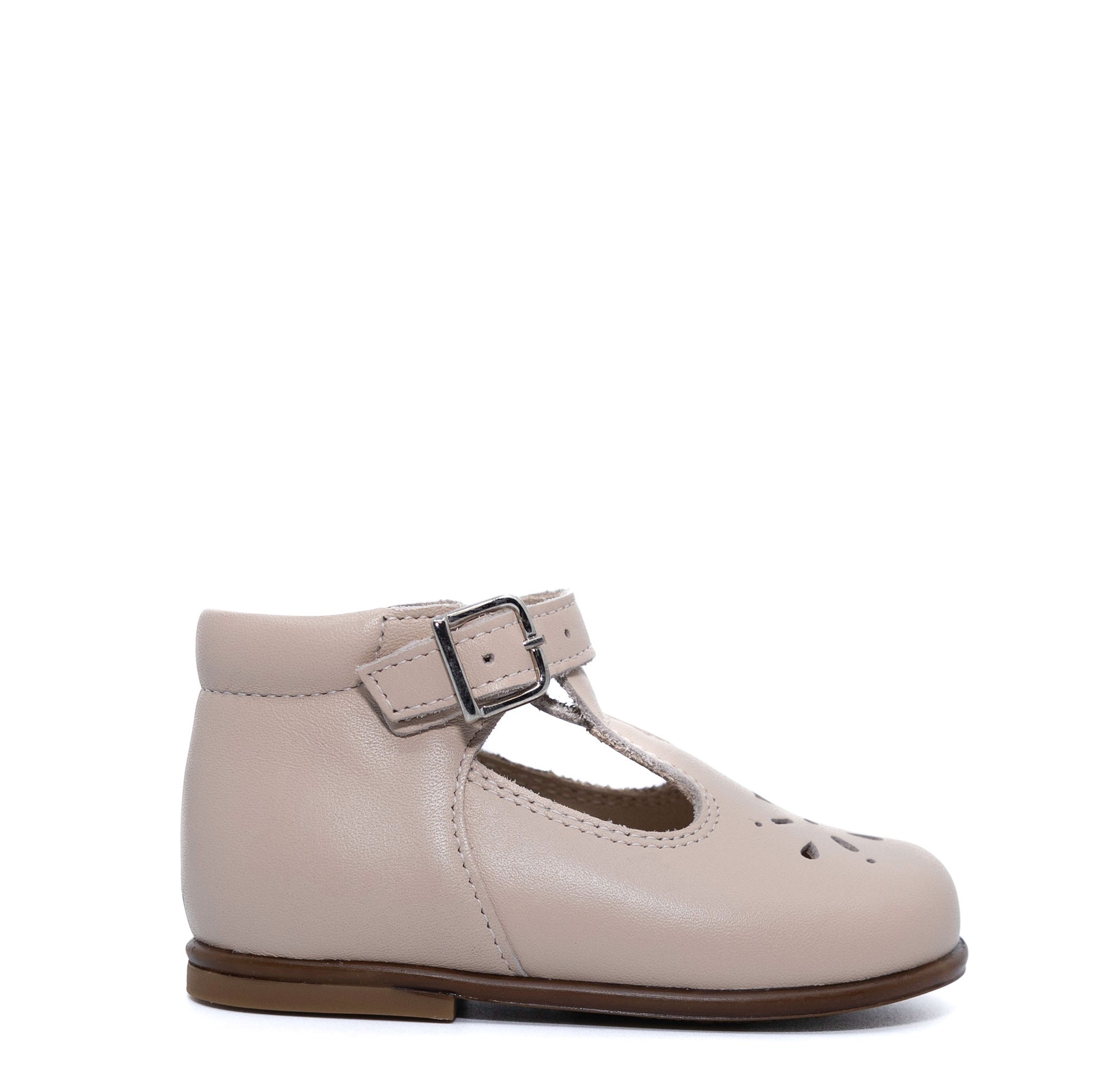 Beberlis Blush Perforated T Strap Baby Shoe-Tassel Children Shoes