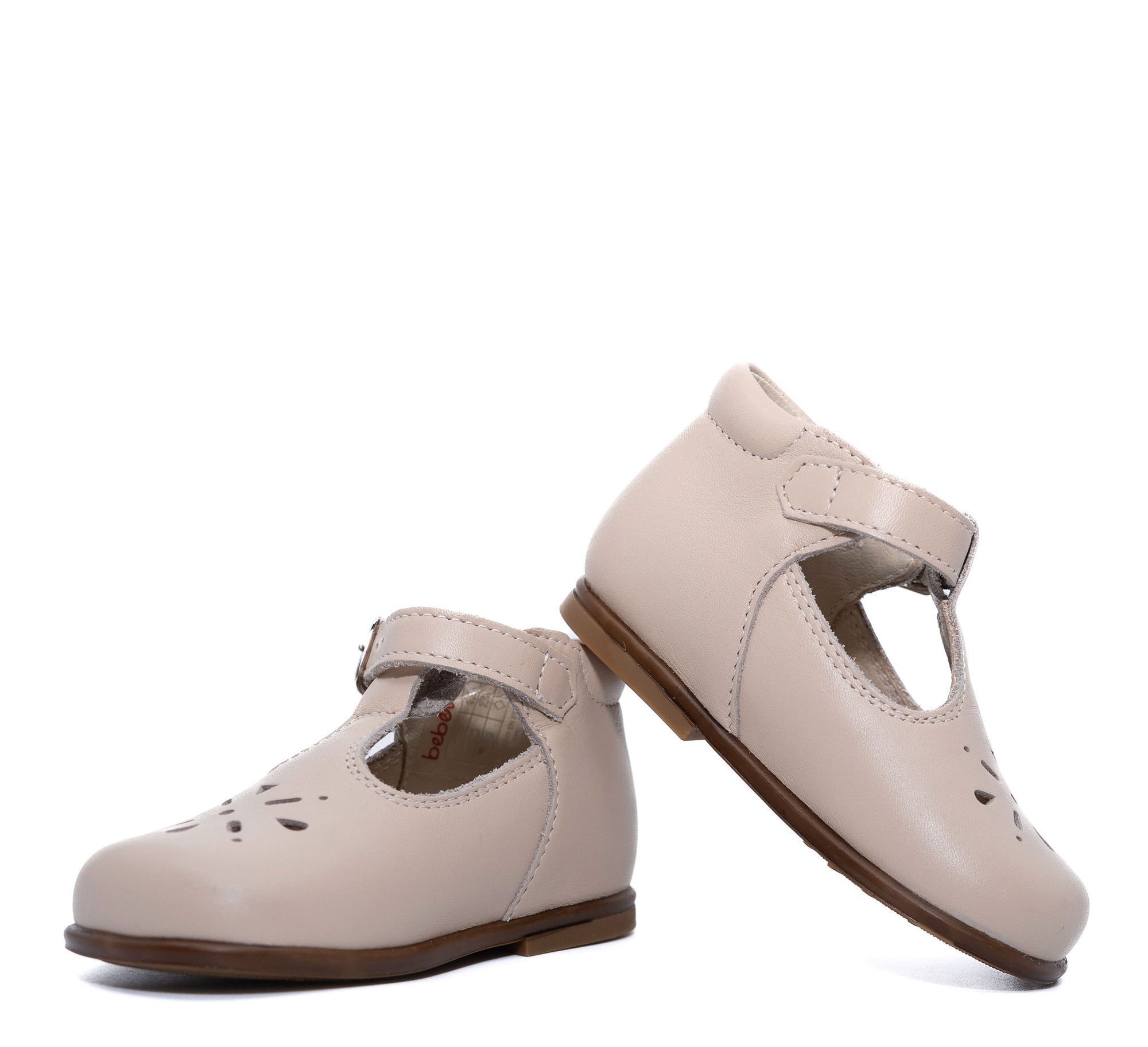 Beberlis Blush Perforated T Strap Baby Shoe-Tassel Children Shoes