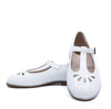 Beberlis White Patent Perforated T Strap Mary Jane-Tassel Children Shoes