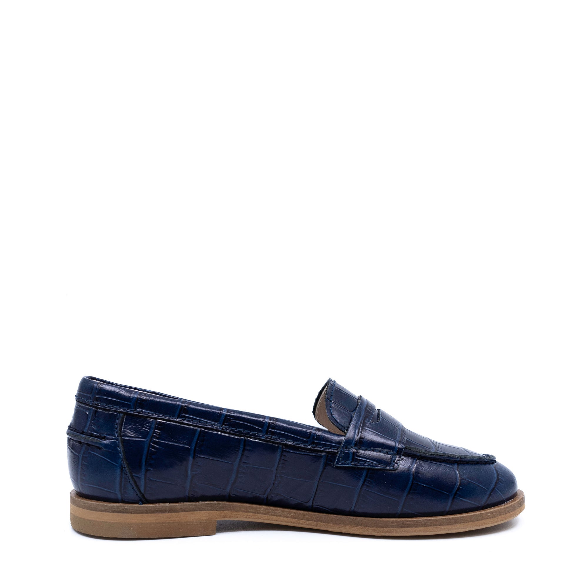 Beberlis Navy Croc Penny Loafer-Tassel Children Shoes