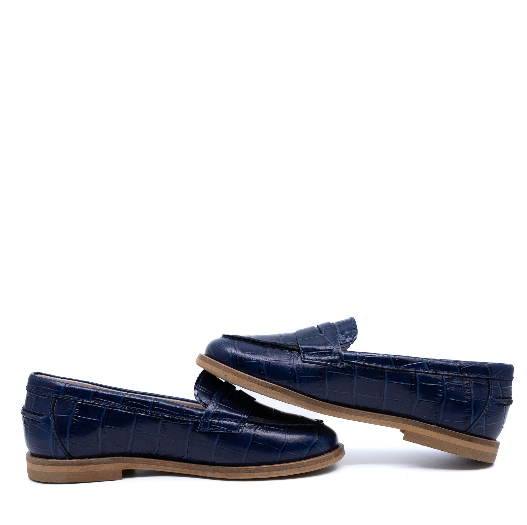 Beberlis Navy Croc Penny Loafer-Tassel Children Shoes