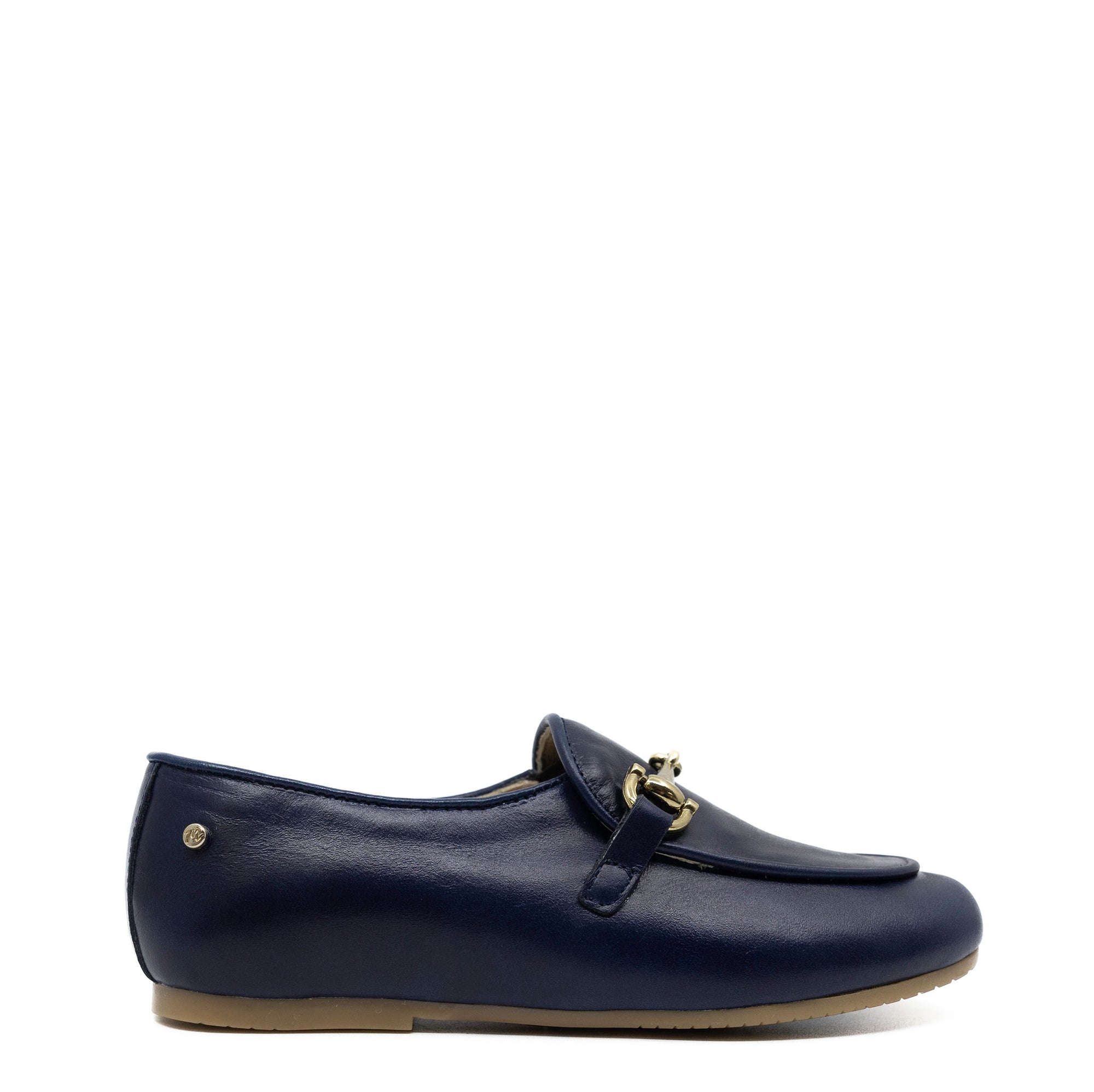 Manuela Navy Leather Buckle Loafer-Tassel Children Shoes