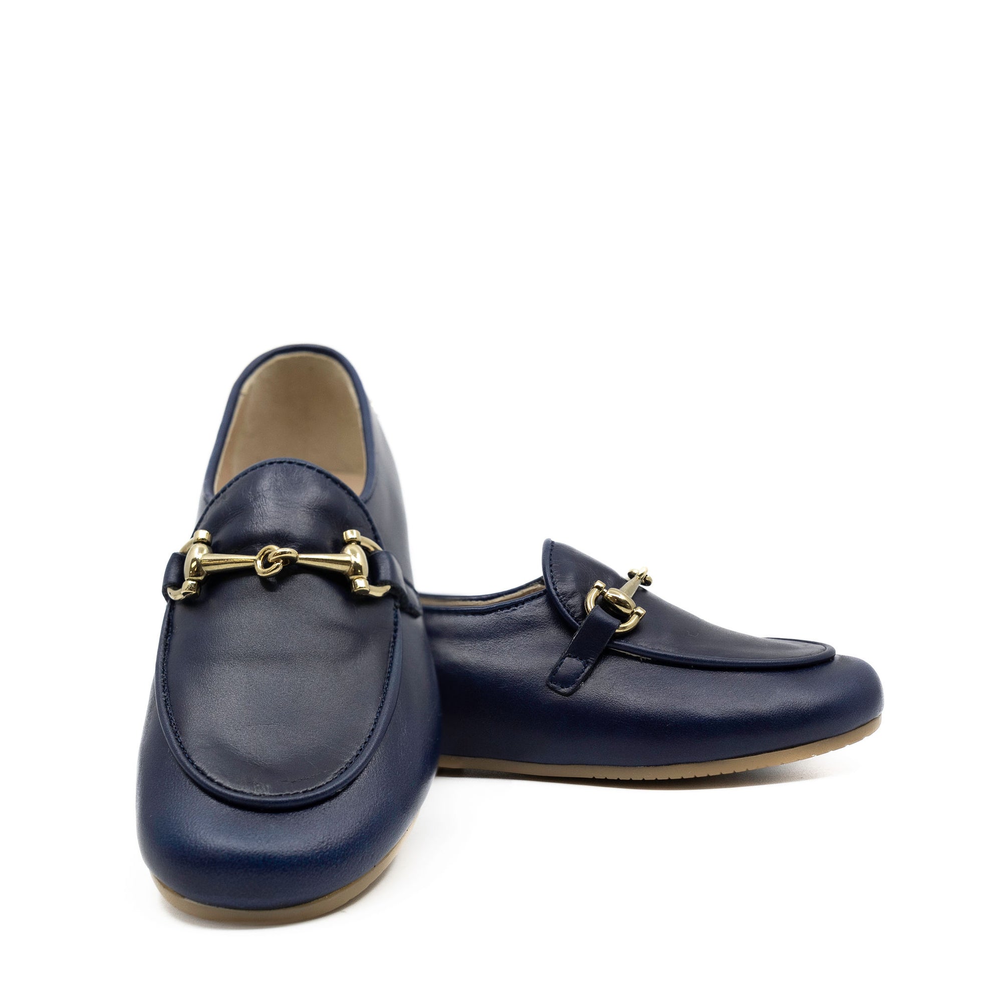Manuela Navy Leather Buckle Loafer-Tassel Children Shoes
