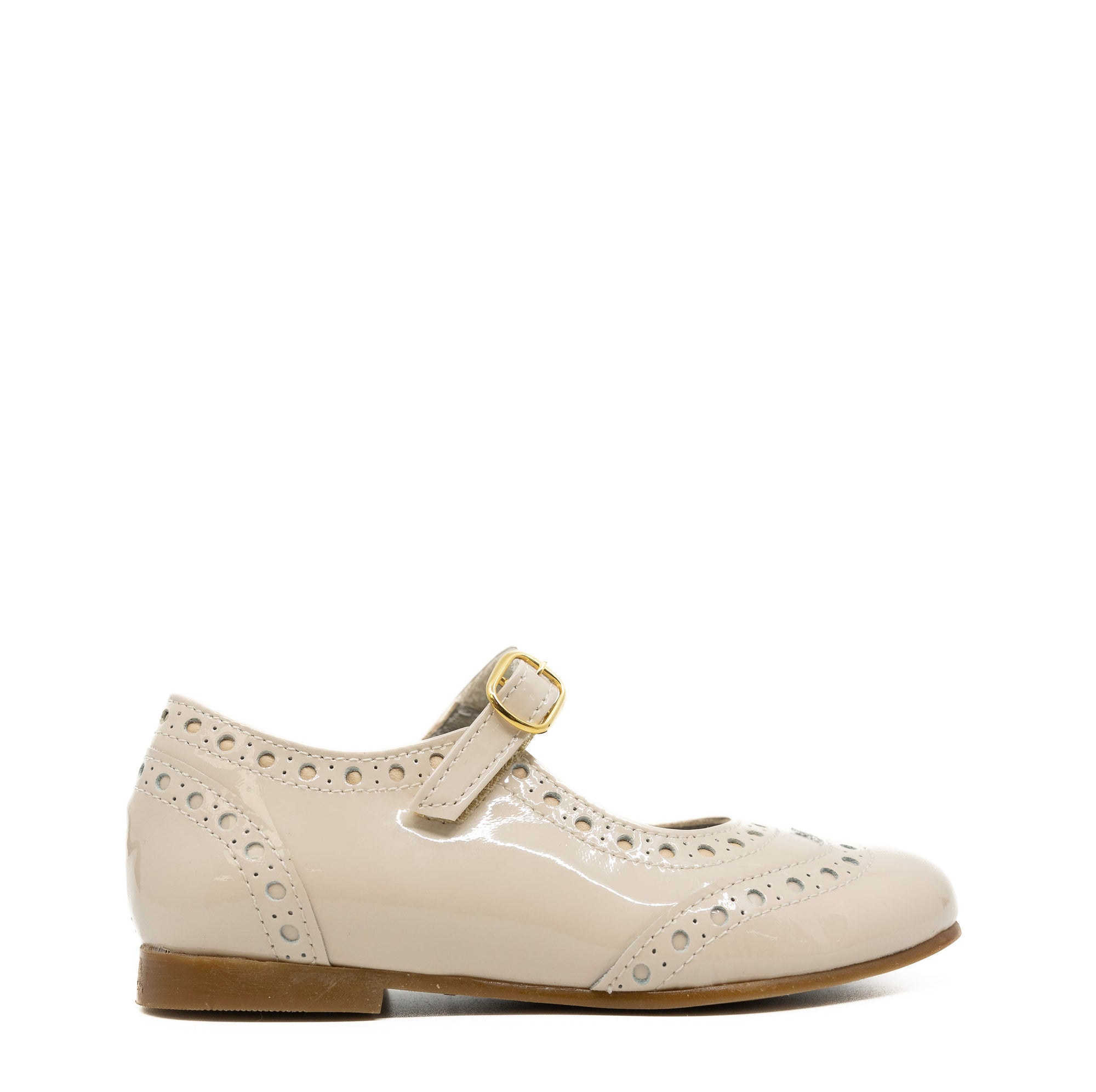LMDI Cream Patent Wingtip Mary Jane-Tassel Children Shoes