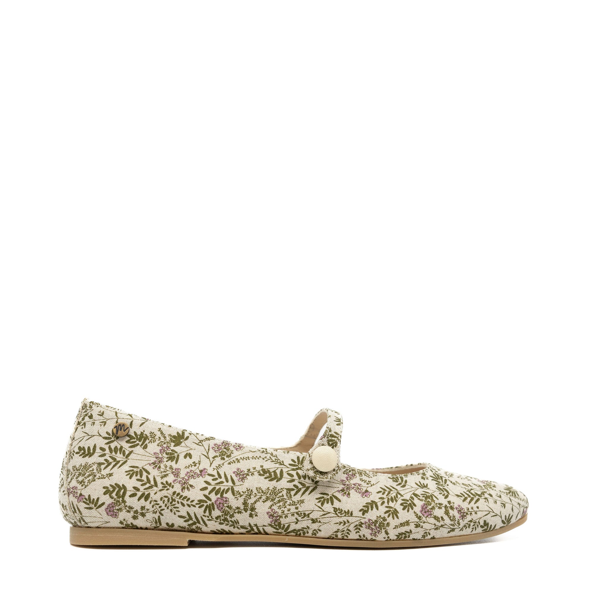 Manuela Linen Leaves Pointed Mary Jane-Tassel Children Shoes