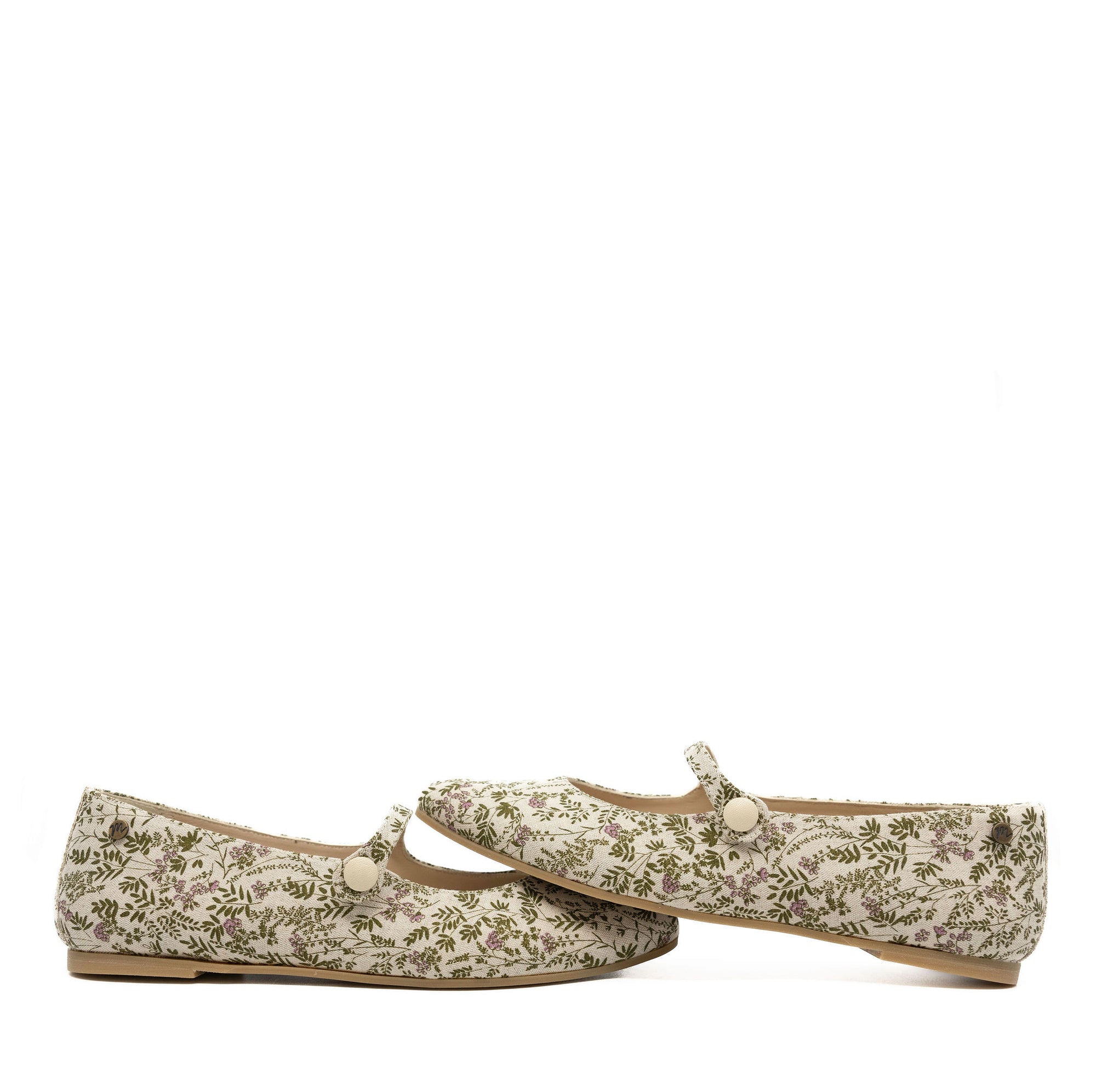 Manuela Linen Leaves Pointed Mary Jane-Tassel Children Shoes