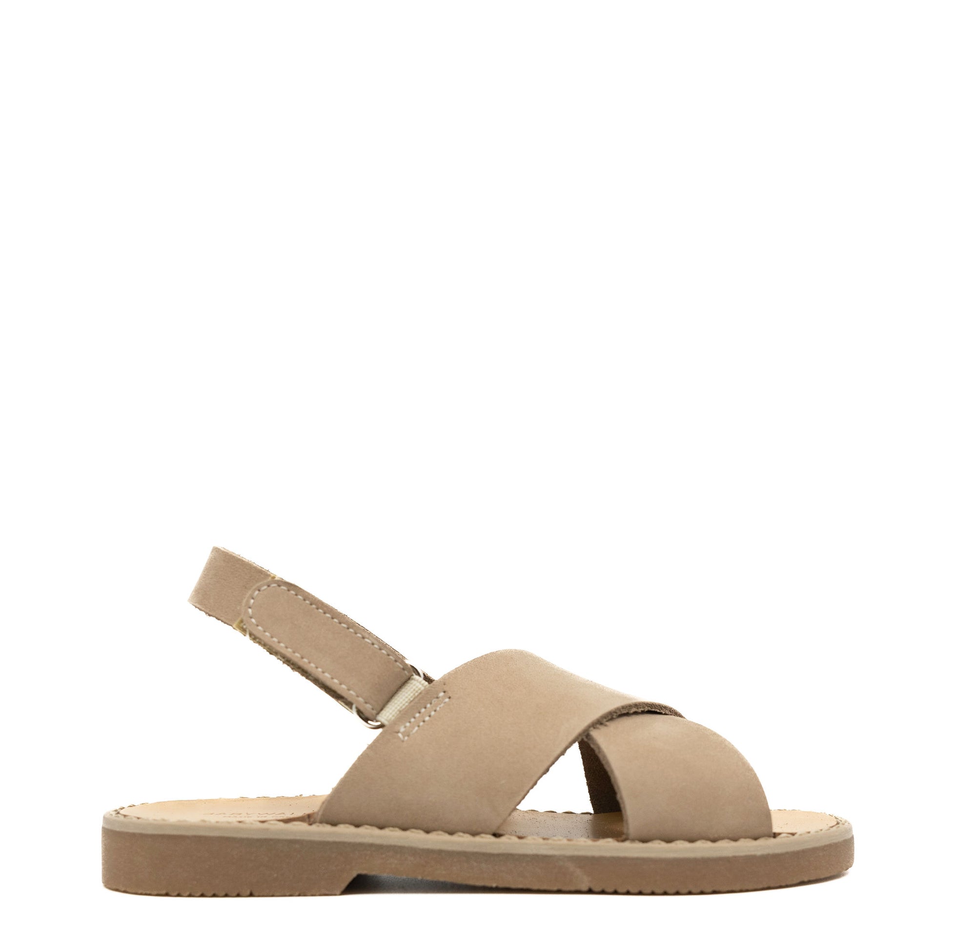 Babywalker Taupe Criss Cross Velcro Sandal-Tassel Children Shoes